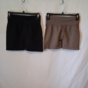 Scrunch Butt Lifting Seamless Shorts for Women High Waist Tummy - Black /Taupe